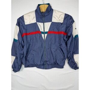 Wilson Windbreaker Jacket Mens Large Blue Colorblock Vintage 90s Full Zip